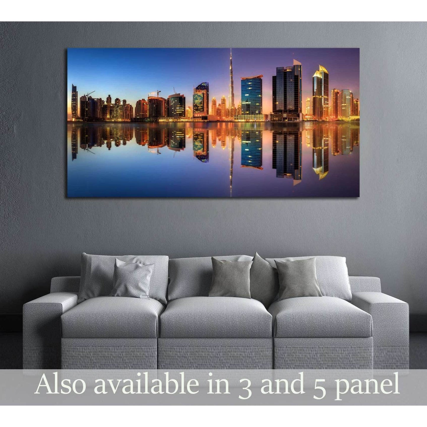 Panoramic view of Dubai Business bay, UAE №2973 Ready to Hang Canvas Print - Zellart Canvas Prints ALL_Products, s-2973