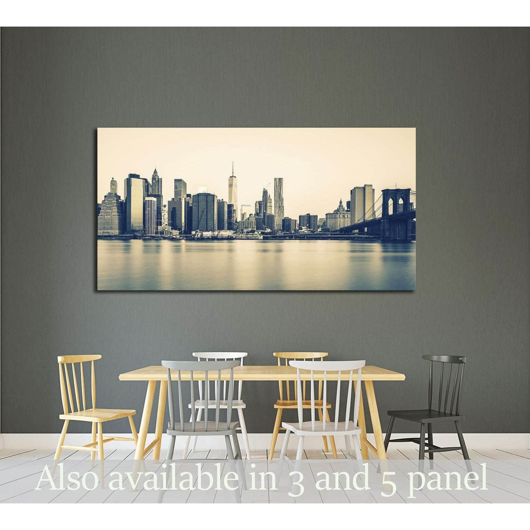 Panoramic view of New York City Manhattan №3000 Ready to Hang Canvas Print - Zellart Canvas Prints 0_NY_ART, ALL_Products, s-3000