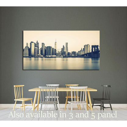 Panoramic view of New York City Manhattan №3000 Ready to Hang Canvas Print - Zellart Canvas Prints 0_NY_ART, ALL_Products, s-3000