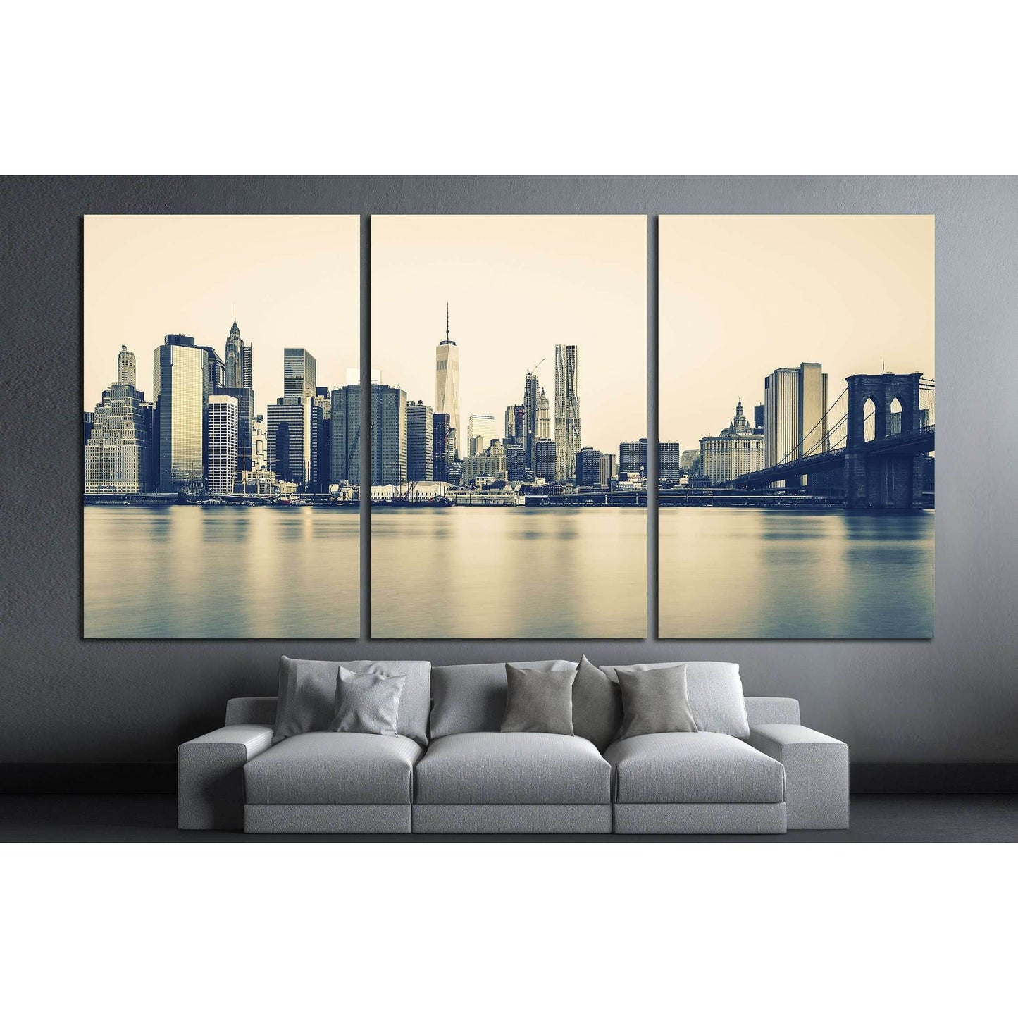 Panoramic view of New York City Manhattan №3000 Ready to Hang Canvas Print - Zellart Canvas Prints 0_NY_ART, ALL_Products, s-3000