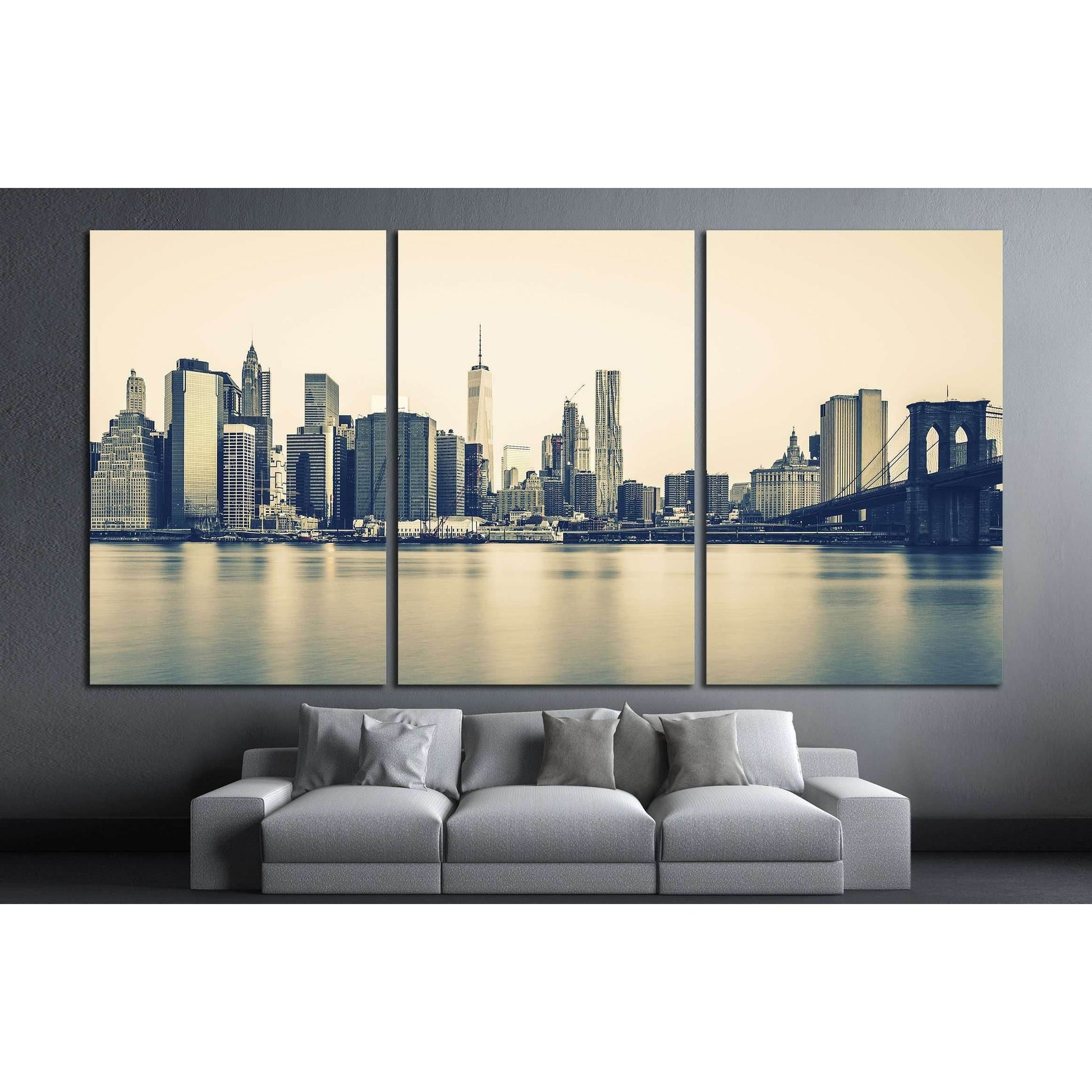 Panoramic view of New York City Manhattan №3000 Ready to Hang Canvas Print - Zellart Canvas Prints 0_NY_ART, ALL_Products, s-3000