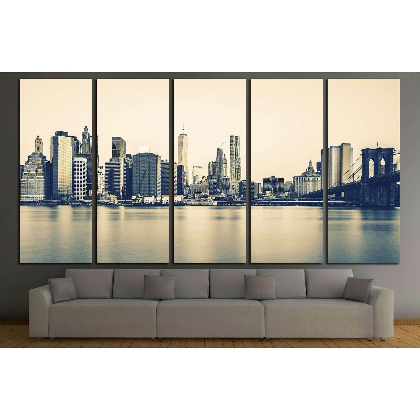 Panoramic view of New York City Manhattan №3000 Ready to Hang Canvas Print - Zellart Canvas Prints 0_NY_ART, ALL_Products, s-3000