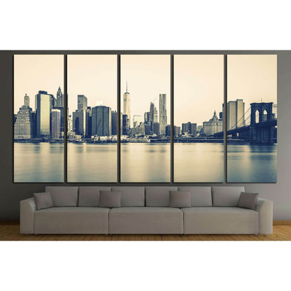 Panoramic view of New York City Manhattan №3000 Ready to Hang Canvas Print - Zellart Canvas Prints 0_NY_ART, ALL_Products, s-3000