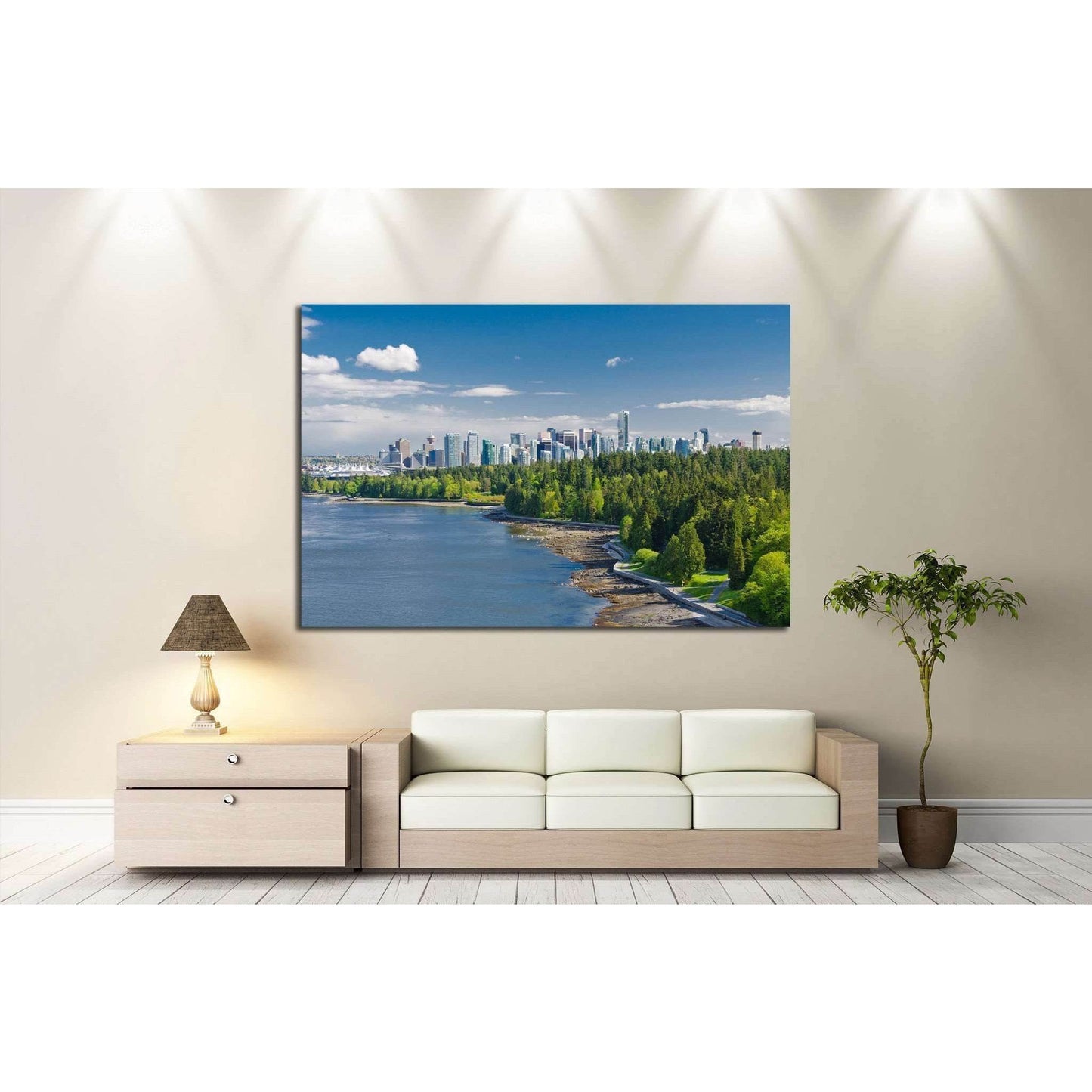 Panoramic view of the park and downtown city of Vancouver №2035 Ready to Hang Canvas Print - Zellart Canvas Prints ALL_Products, s-2035