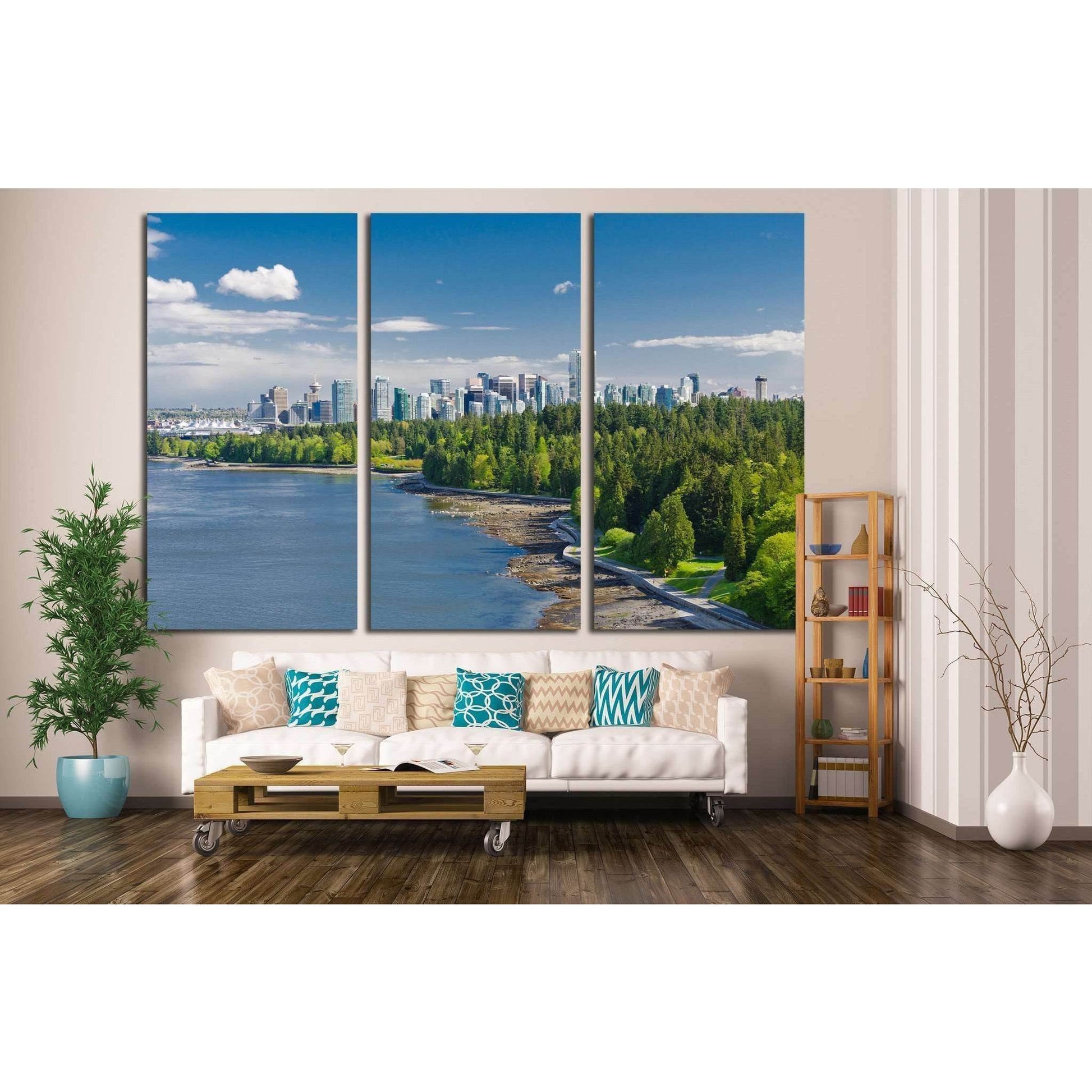 Panoramic view of the park and downtown city of Vancouver №2035 Ready to Hang Canvas Print - Zellart Canvas Prints ALL_Products, s-2035