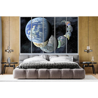 Parade Of Planets №SL972 Ready to Hang Canvas Print - Zellart Canvas Prints 0new, ALL_Products, Astronomy & Space Canvas Wall Art