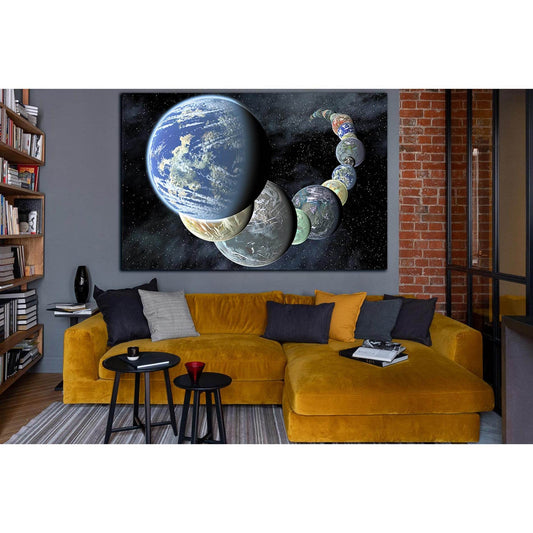 Parade Of Planets №SL972 Ready to Hang Canvas Print - Zellart Canvas Prints 0new, ALL_Products, Astronomy & Space Canvas Wall Art