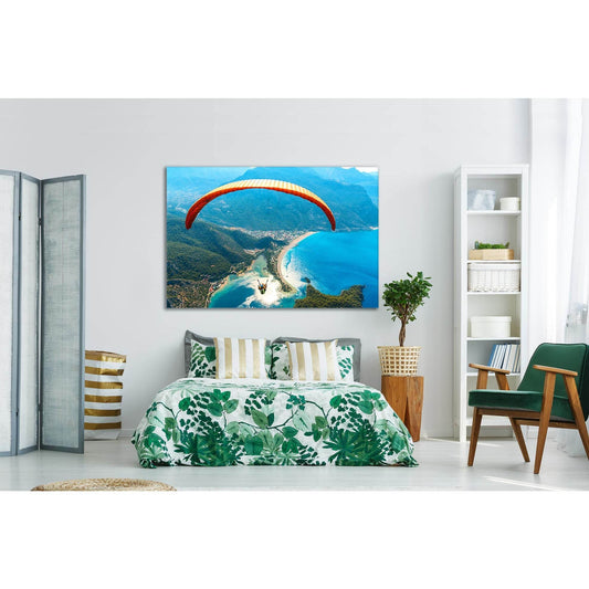 Paragliding Over The Sea Turkey №SL149 Ready to Hang Canvas Print - Zellart Canvas Prints 0new, ALL_Products, Beach Ocean & Waves