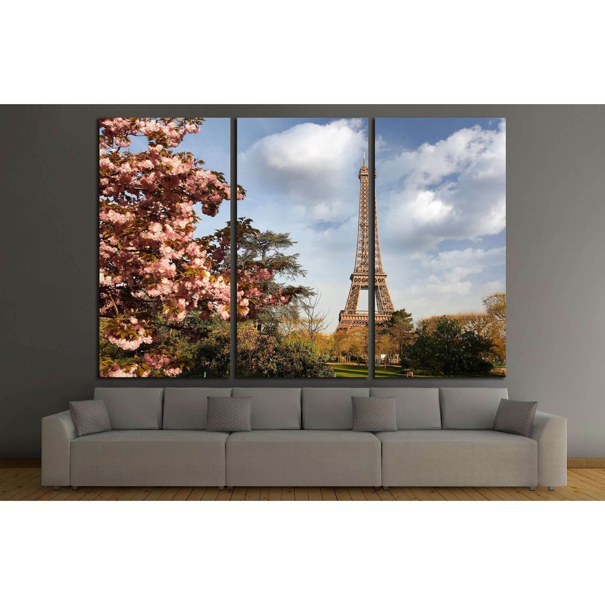 Paris, Eiffel Tower in spring №2590 Ready to Hang Canvas Print - Zellart Canvas Prints ALL_Products, s-2590