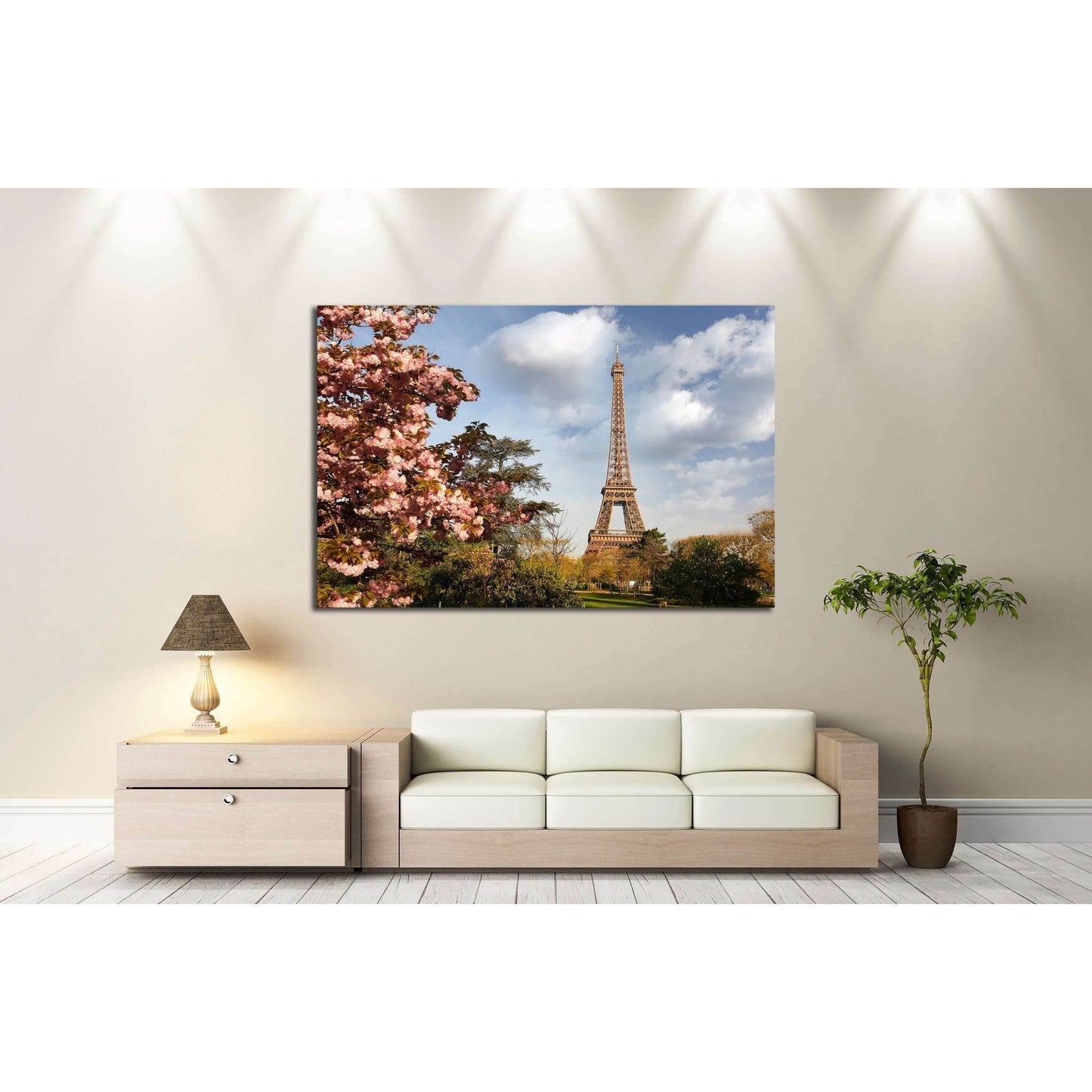Paris, Eiffel Tower in spring №2590 Ready to Hang Canvas Print - Zellart Canvas Prints ALL_Products, s-2590