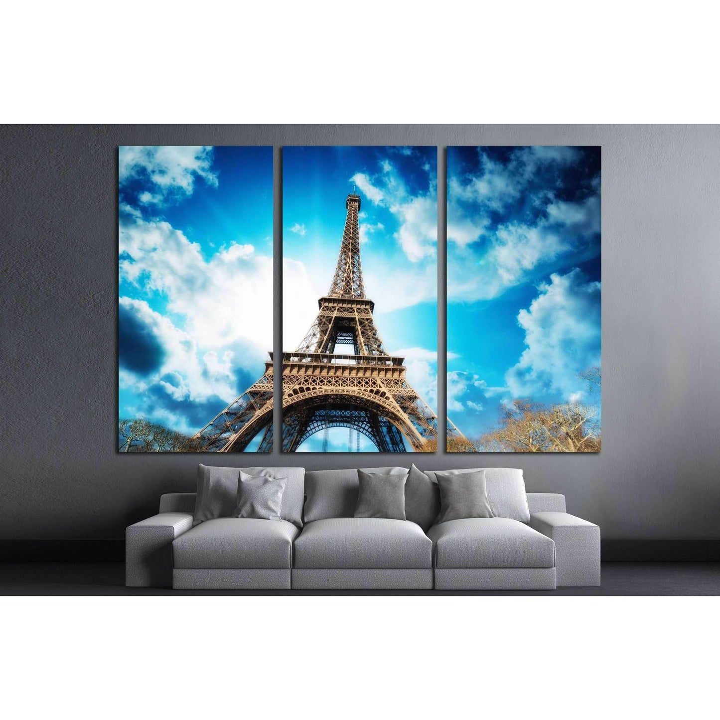 Paris - La Tour Eiffel. Wonderful sunset colors in winter season. №2617 Ready to Hang Canvas Print - Zellart Canvas Prints ALL_Products, s-2617