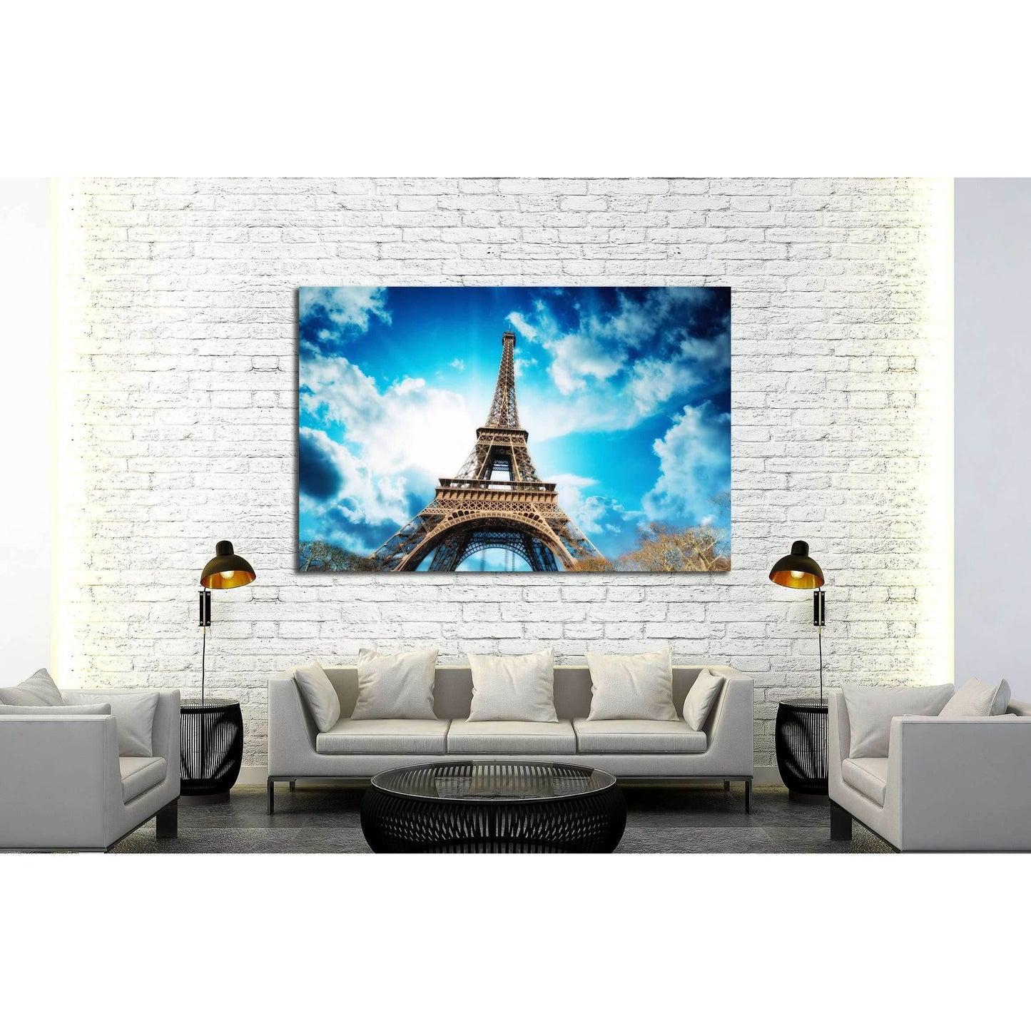 Paris - La Tour Eiffel. Wonderful sunset colors in winter season. №2617 Ready to Hang Canvas Print - Zellart Canvas Prints ALL_Products, s-2617