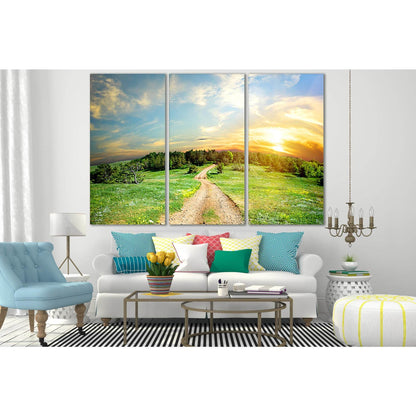 Path Among Trees At Sunset №SL820 Ready to Hang Canvas Print - Zellart Canvas Prints 0new, ALL_Products, Trees Wall Art