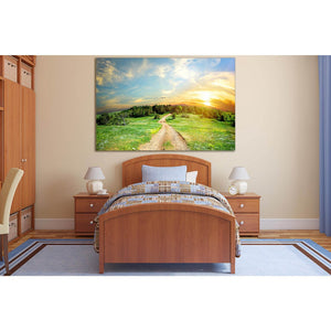 Path Among Trees At Sunset №SL820 Ready to Hang Canvas Print - Zellart Canvas Prints 0new, ALL_Products, Trees Wall Art