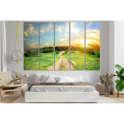 Path Among Trees At Sunset №SL820 Ready to Hang Canvas Print - Zellart Canvas Prints 0new, ALL_Products, Trees Wall Art