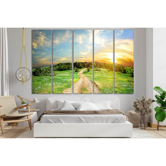 Path Among Trees At Sunset №SL820 Ready to Hang Canvas Print - Zellart Canvas Prints 0new, ALL_Products, Trees Wall Art