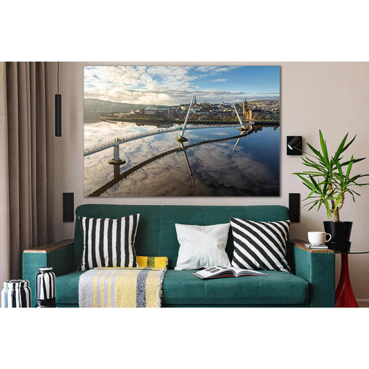 Peace Bridge Northern Ireland №SL1088 Ready to Hang Canvas Print - Zellart Canvas Prints 0new, ALL_Products, Bridges Wall Art