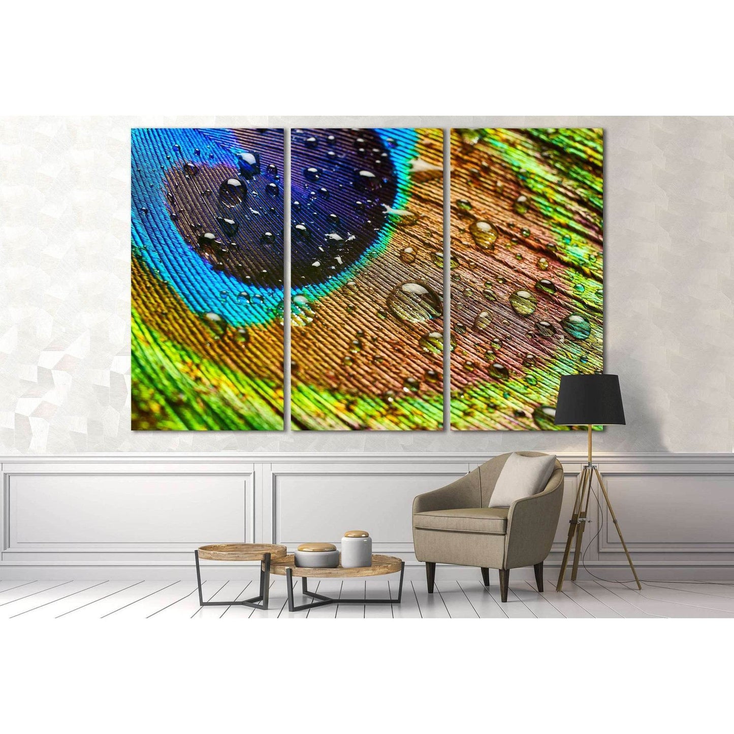 Peacock Feathers №3023 Ready to Hang Canvas Print - Zellart Canvas Prints ALL_Products, z-3023