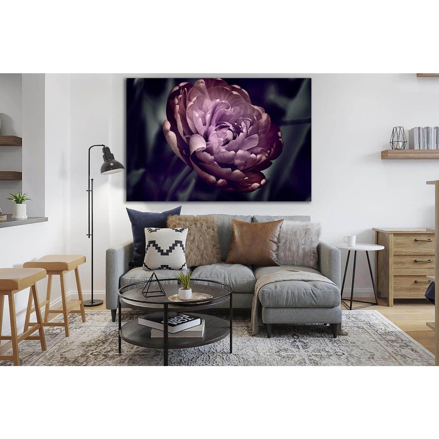 Peony In The Garden №SL703 Ready to Hang Canvas Print - Zellart Canvas Prints 0new, ALL_Products, Floral & Botanical Wall Art