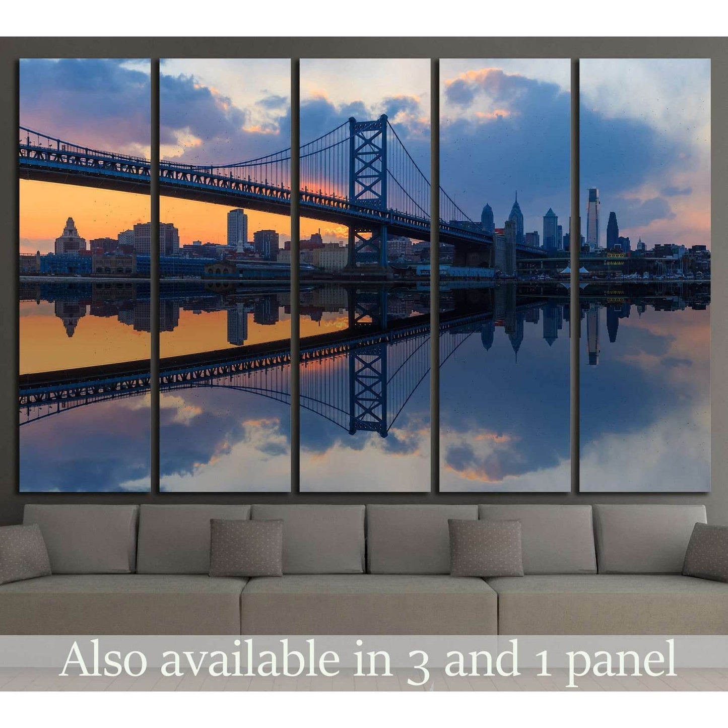 Philadelphia, Ben Franklin Bridge №887 Ready to Hang Canvas Print - Zellart Canvas Prints ALL_Products, s-887