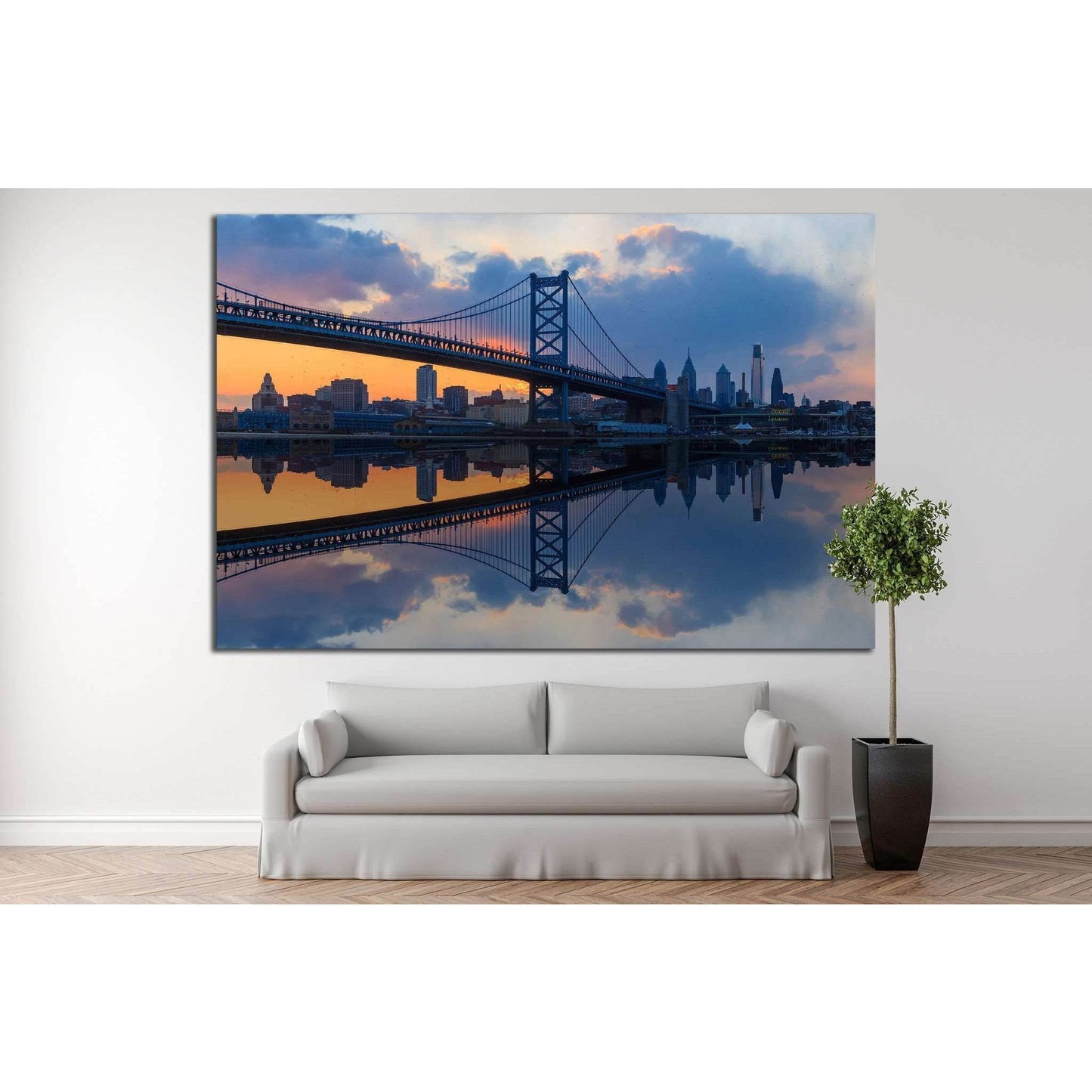 Philadelphia, Ben Franklin Bridge №887 Ready to Hang Canvas Print - Zellart Canvas Prints ALL_Products, s-887