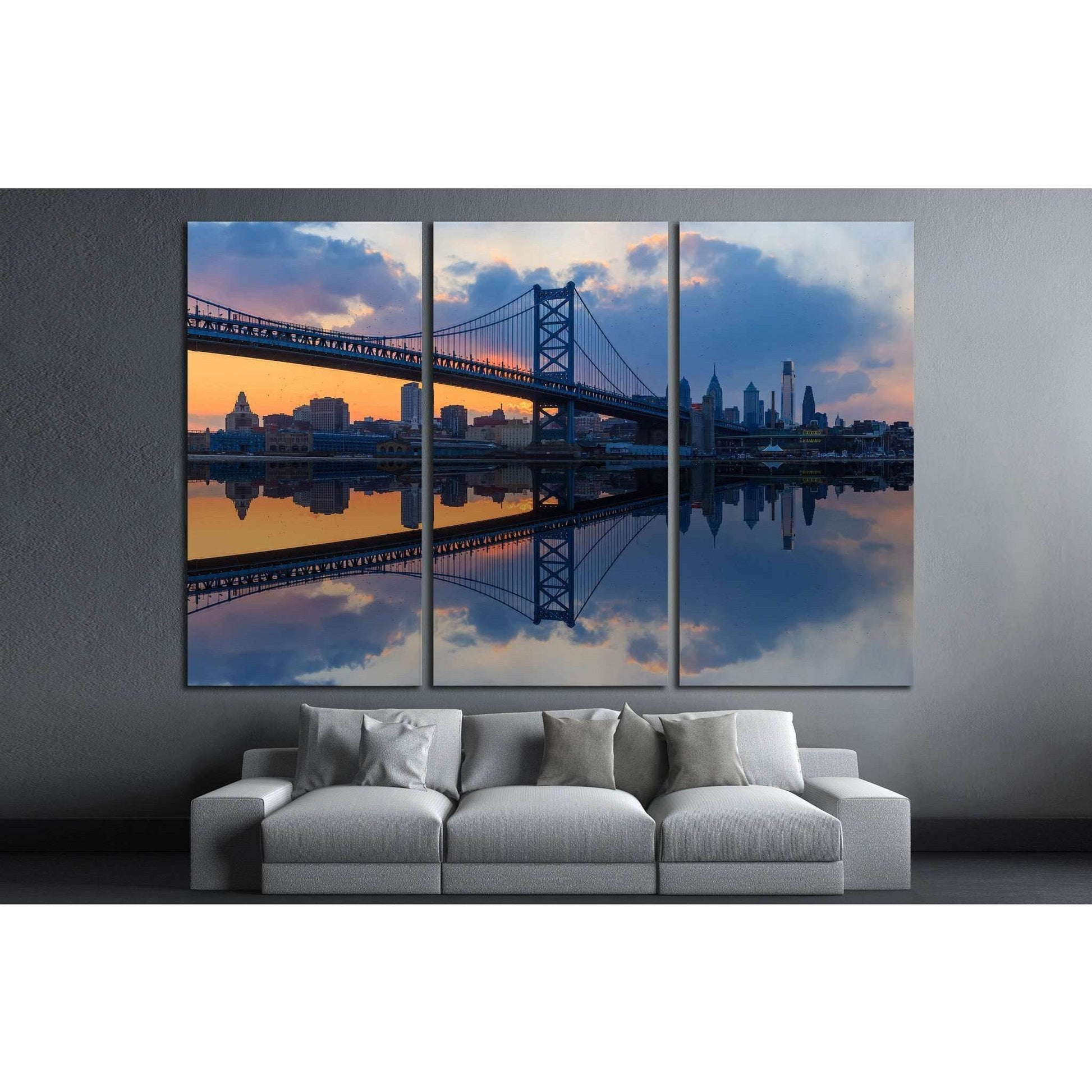 Philadelphia, Ben Franklin Bridge №887 Ready to Hang Canvas Print - Zellart Canvas Prints ALL_Products, s-887