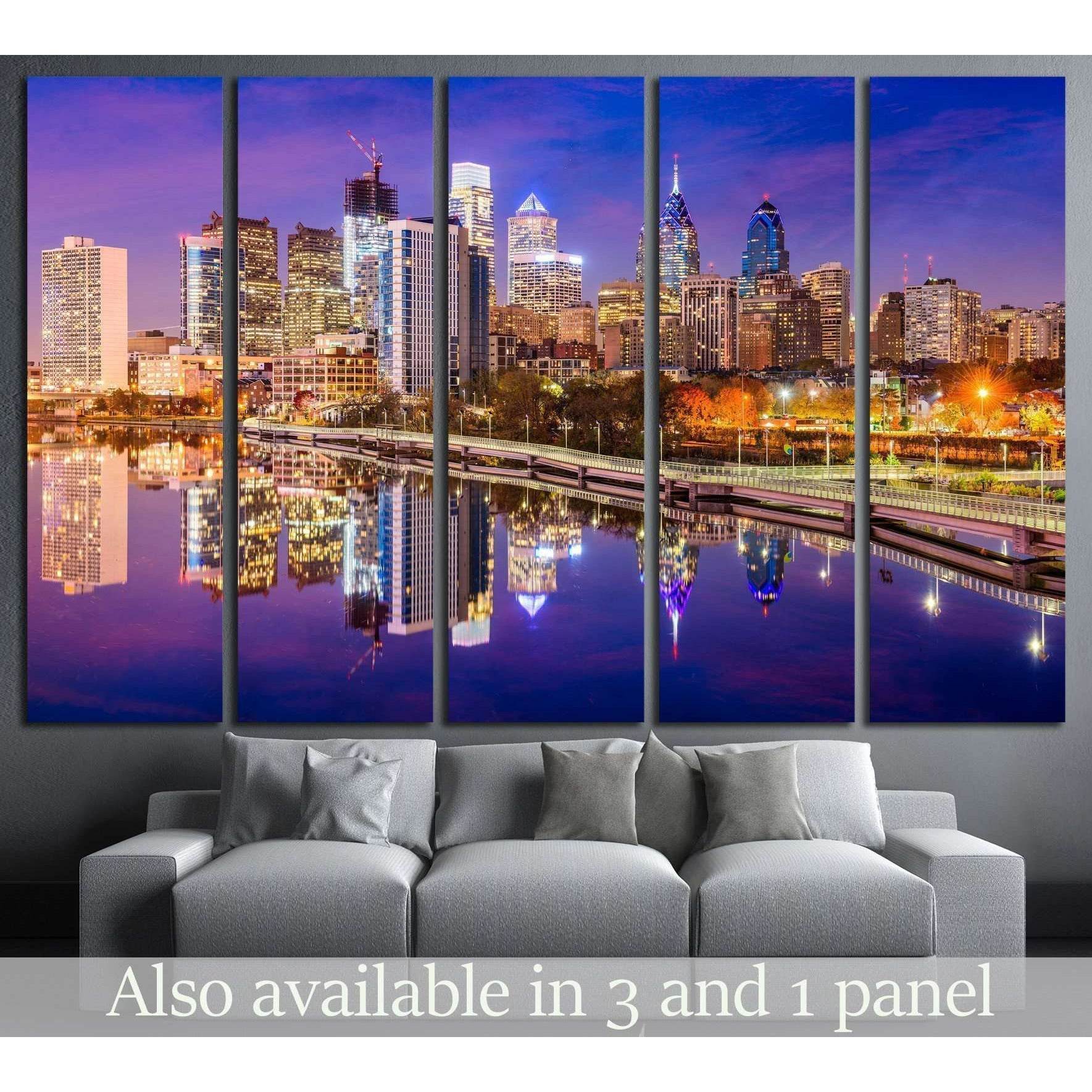Philadelphia, Pennsylvania, USA Skyline on the Schuylkill River №2089 Ready to Hang Canvas Print - Zellart Canvas Prints ALL_Products, s-2089