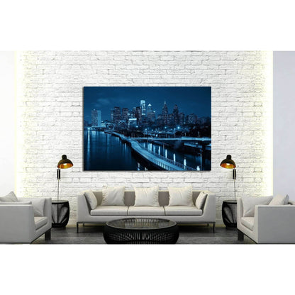 Philadelphia skyline at night with urban architecture №2013 Ready to Hang Canvas Print - Zellart Canvas Prints ALL_Products, s-2013