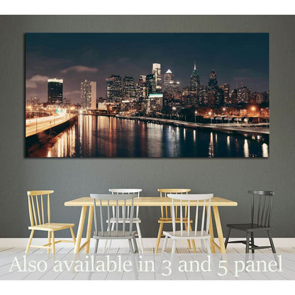 Philadelphia skyline at night with urban architecture №2030 Ready to Hang Canvas Print - Zellart Canvas Prints ALL_Products, s-2030