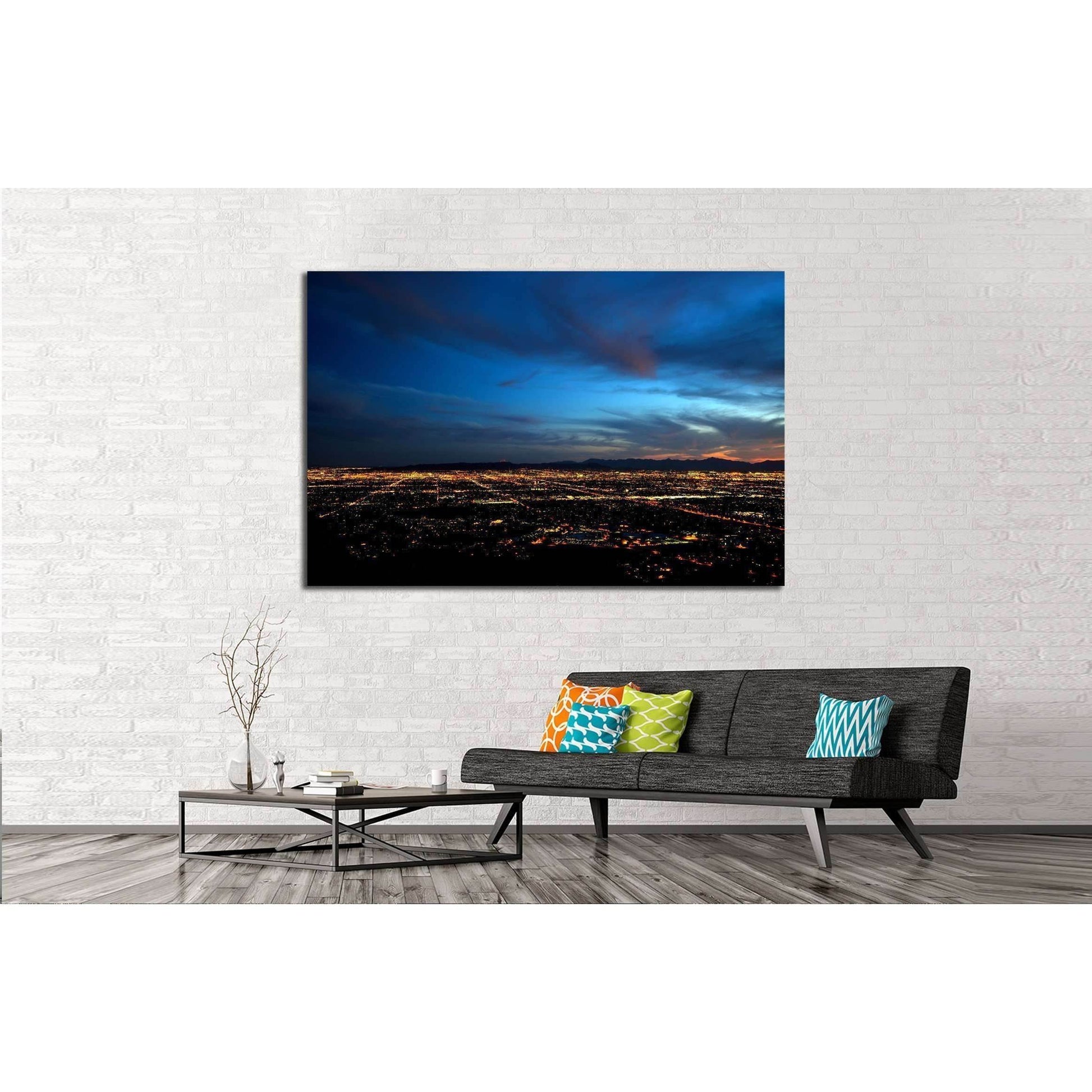 Phoenix city lights at dusk №2282 Ready to Hang Canvas Print - Zellart Canvas Prints ALL_Products, s-2282
