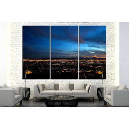 Phoenix city lights at dusk №2282 Ready to Hang Canvas Print - Zellart Canvas Prints ALL_Products, s-2282