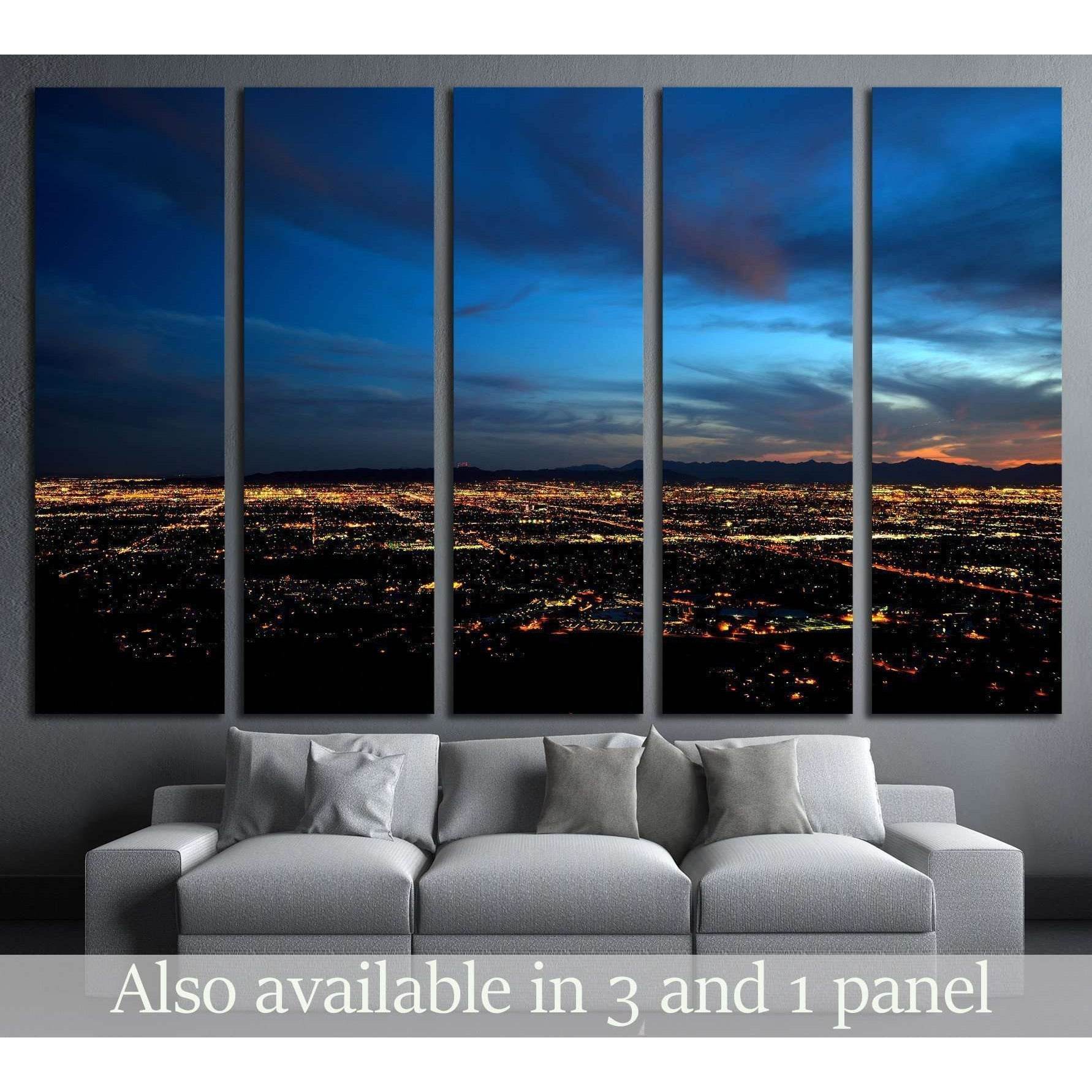 Phoenix city lights at dusk №2282 Ready to Hang Canvas Print - Zellart Canvas Prints ALL_Products, s-2282
