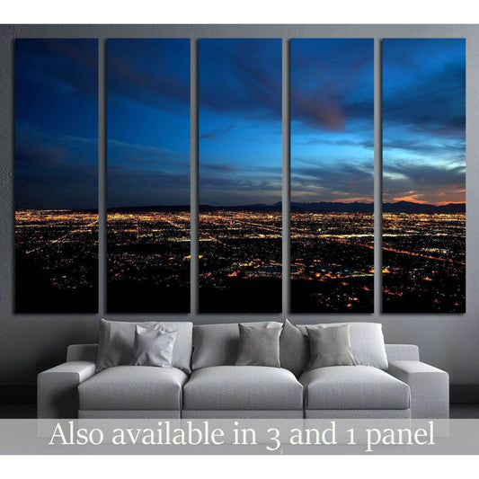 Phoenix city lights at dusk №2282 Ready to Hang Canvas Print - Zellart Canvas Prints ALL_Products, s-2282