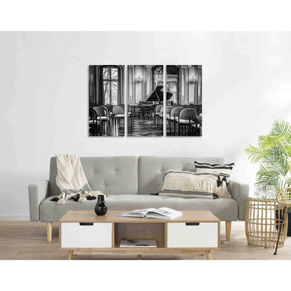 Pianistic hall №D2839 Ready to Hang Canvas Print - Zellart Canvas Prints 0new, ALL_Products, Black & White Wall Art