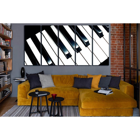 Piano Keys Illustration №SL891 Ready to Hang Canvas Print - Zellart Canvas Prints 0new, ALL_Products, Black & White Wall Art