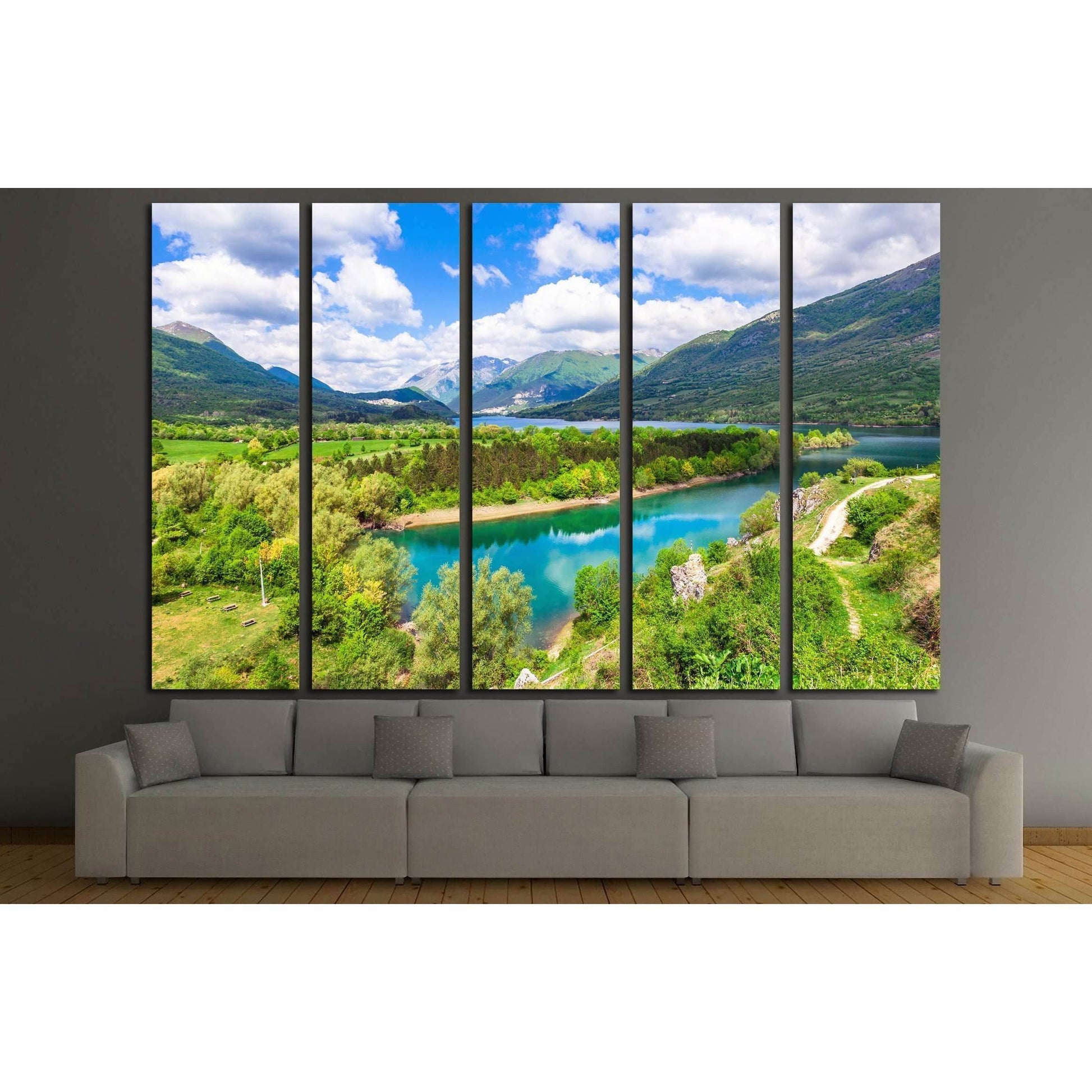 Pictorial lake Barrea in Abruzzo, Italy №3142 Ready to Hang Canvas Print - Zellart Canvas Prints ALL_Products, s-3142