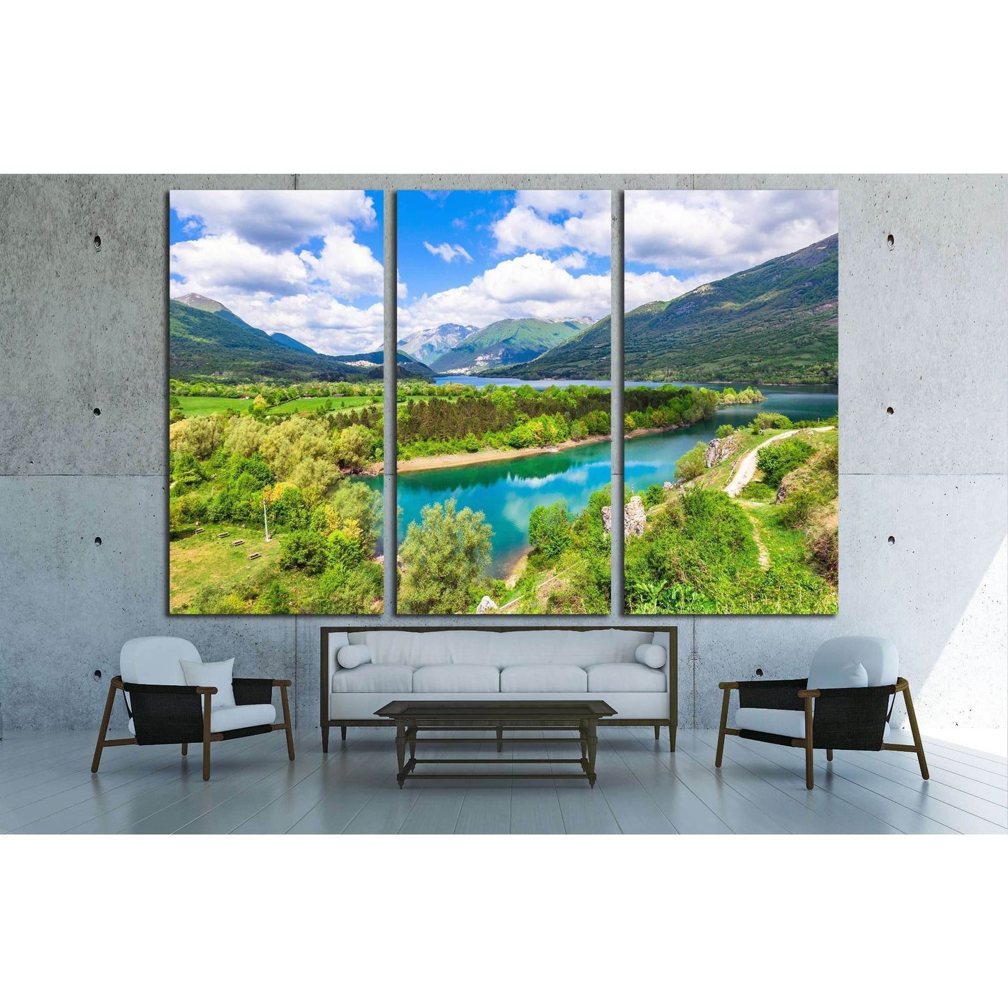 Pictorial lake Barrea in Abruzzo, Italy №3142 Ready to Hang Canvas Print - Zellart Canvas Prints ALL_Products, s-3142