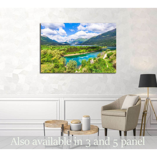 Pictorial lake Barrea in Abruzzo, Italy №3142 Ready to Hang Canvas Print - Zellart Canvas Prints ALL_Products, s-3142