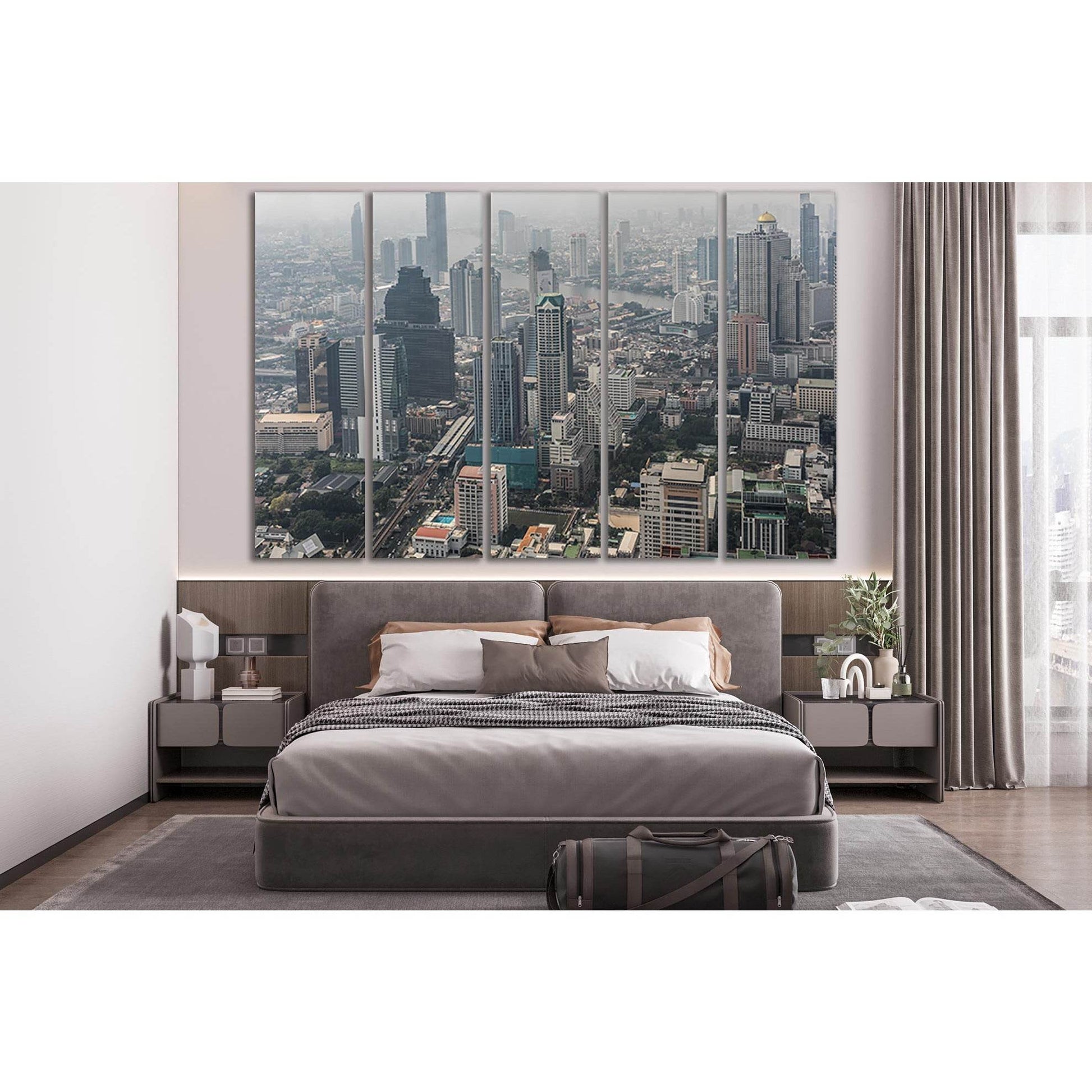 Picturesque Bangkok Cityscape №SL363 Ready to Hang Canvas Print - Zellart Canvas Prints 0new, ALL_Products, Cityscapes & Skylines
