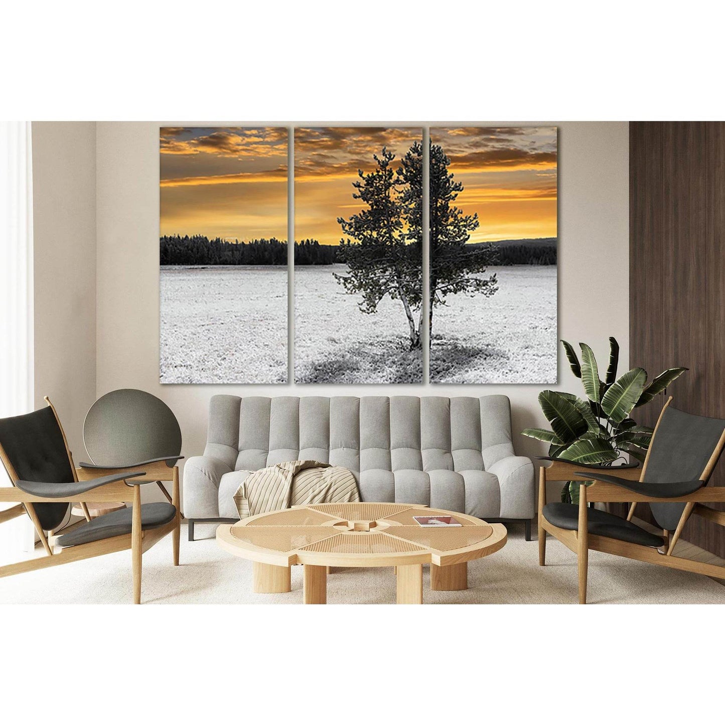Pine In The Field In Winter №SL804 Ready to Hang Canvas Print - Zellart Canvas Prints 0new, ALL_Products, Trees Wall Art