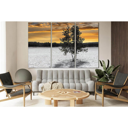 Pine In The Field In Winter №SL804 Ready to Hang Canvas Print - Zellart Canvas Prints 0new, ALL_Products, Trees Wall Art