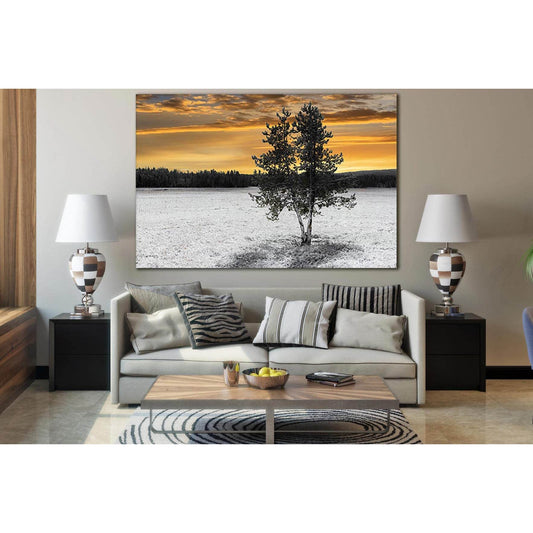 Pine In The Field In Winter №SL804 Ready to Hang Canvas Print - Zellart Canvas Prints 0new, ALL_Products, Trees Wall Art