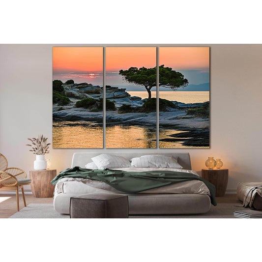 Pine Tree At Sunset №SL818 Ready to Hang Canvas Print - Zellart Canvas Prints 0new, ALL_Products, Trees Wall Art