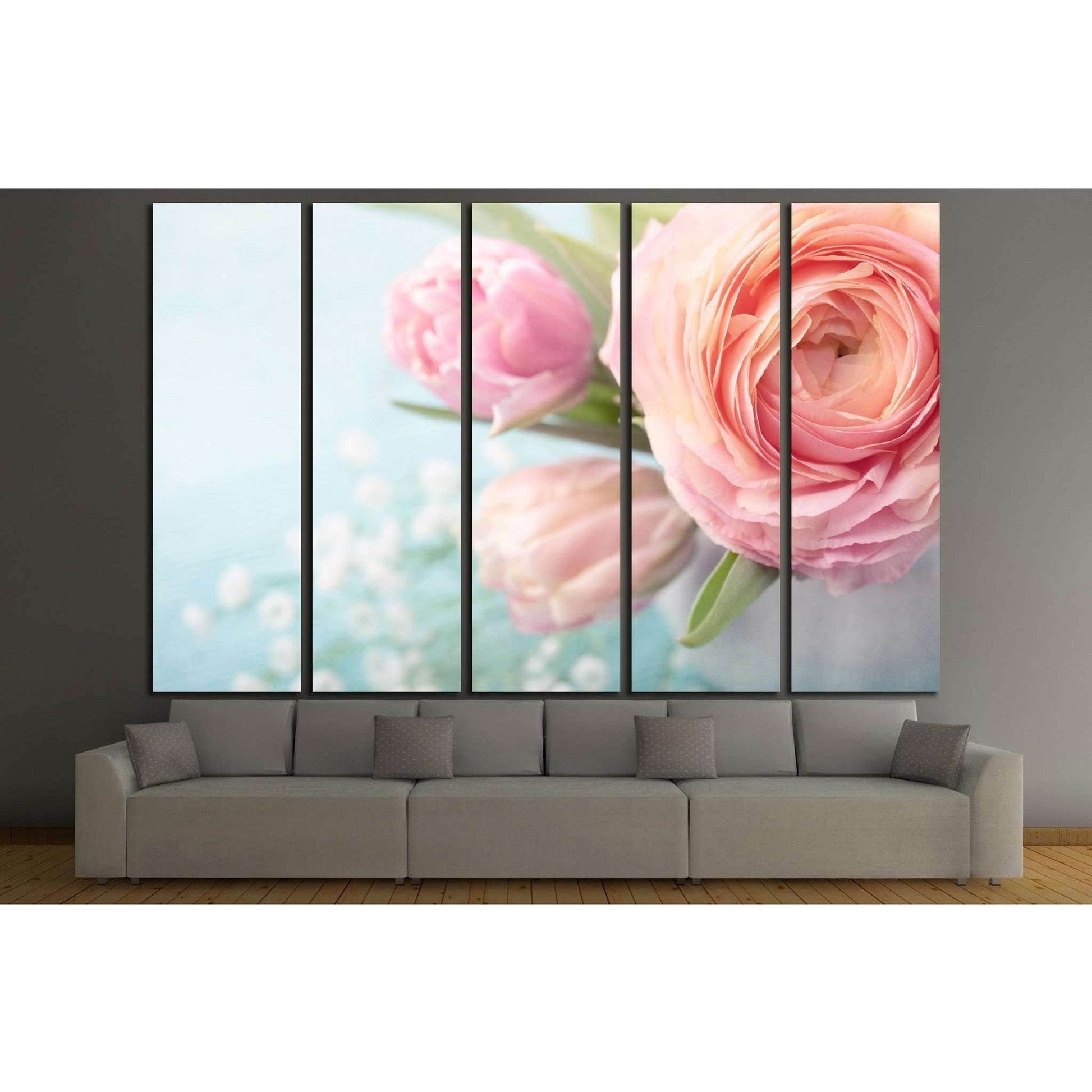 Pink flowers in a vase №1335 Ready to Hang Canvas Print - Zellart Canvas Prints ALL_Products, s-1335