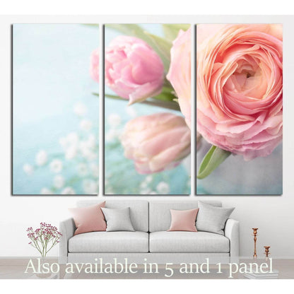 Pink flowers in a vase №1335 Ready to Hang Canvas Print - Zellart Canvas Prints ALL_Products, s-1335