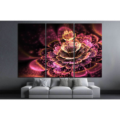 Pink fractal flower with golden glittering pollen №1422 Ready to Hang Canvas PrintCanvas art arrives ready to hang, with hanging accessories included and no additional framing required. Every canvas print is hand-crafted, made on-demand at our workshop an