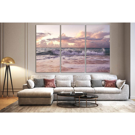 Pink Sunset Sea №SL99 Ready to Hang Canvas Print - Zellart Canvas Prints 0new, ALL_Products, Beach Ocean & Waves
