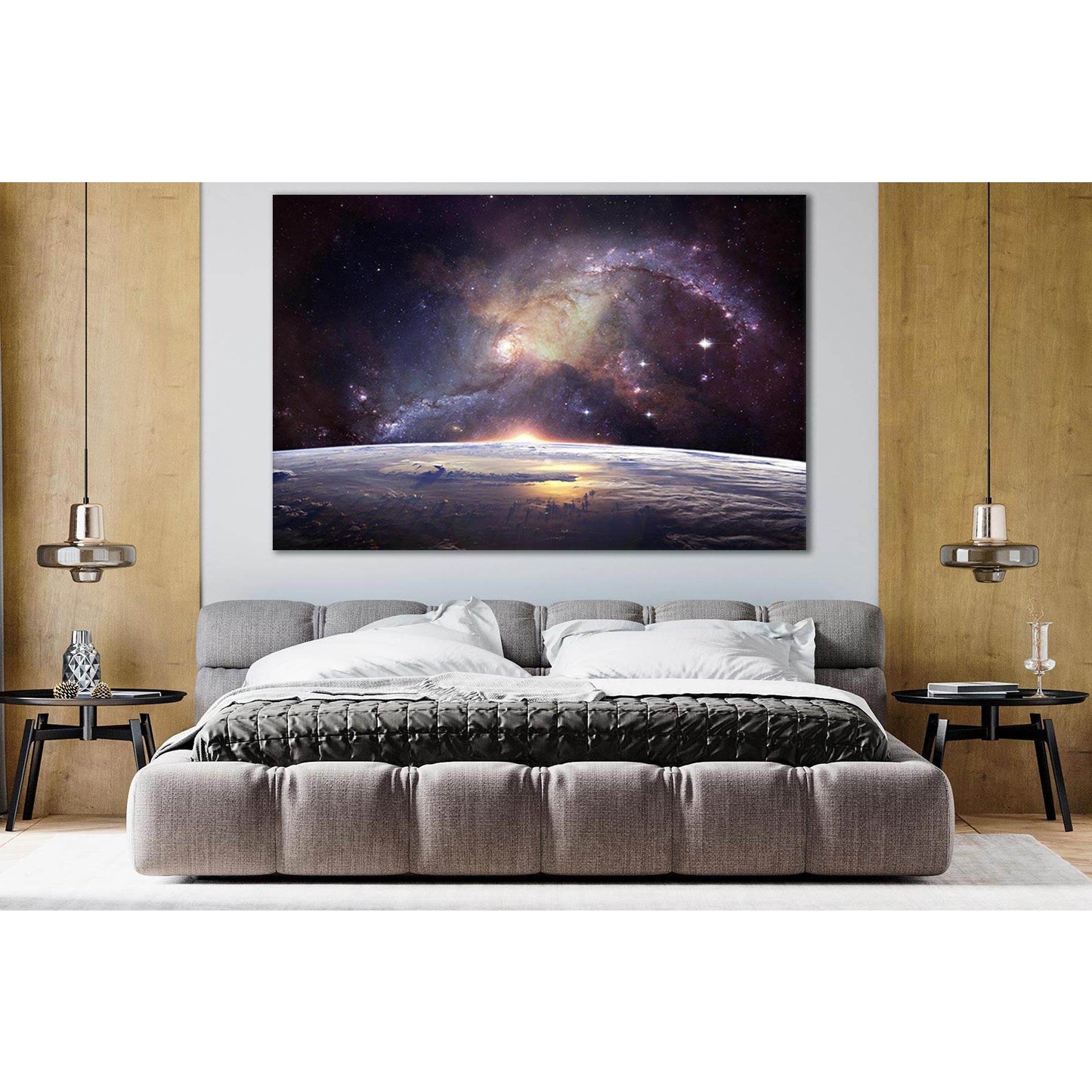 Planet Earth And Galaxies №SL388 Ready to Hang Canvas Print - Zellart Canvas Prints 0new, ALL_Products, Astronomy & Space Canvas Wall Art