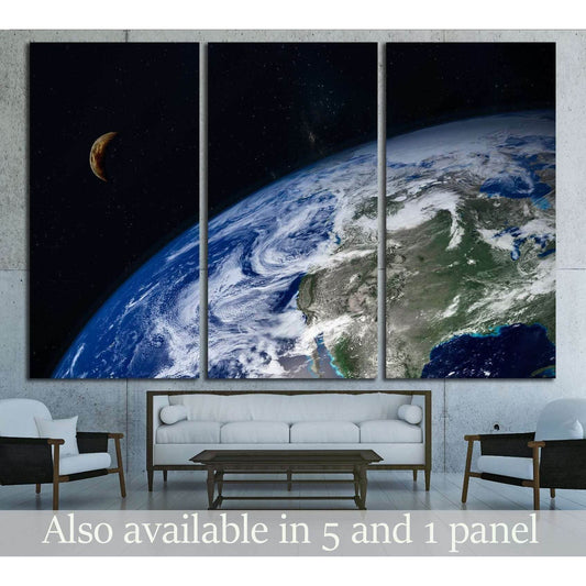 planet Earth and moon №2465 Ready to Hang Canvas Print - Zellart Canvas Prints ALL_Products, s-2465