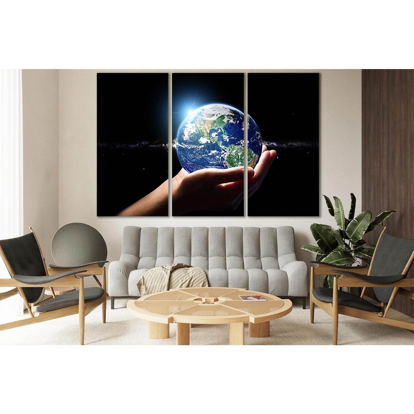 Planet Earth In Hand №SL394 Ready to Hang Canvas Print - Zellart Canvas Prints 0new, ALL_Products, Astronomy & Space Canvas Wall Art